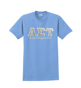 Sewn on Greek Letters Gildan T-Shirt With Additional Embroidery