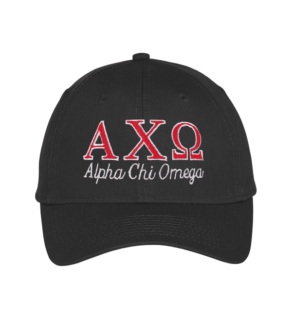 Embroidered Greek Letters With Script Font Twill Cap