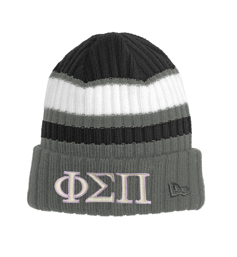 New Era Ribbed Tailgate Beanie Embroidered Greek Letters