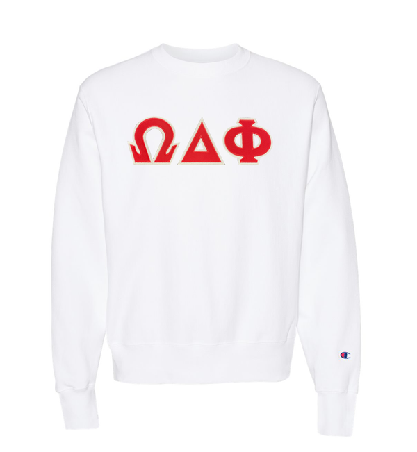 Champion Reverse Weave Crewneck with Sewn on Greek Letters