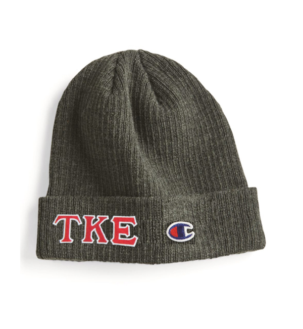 Embroidered Greek Letters Champion Ribbed Knit Cap